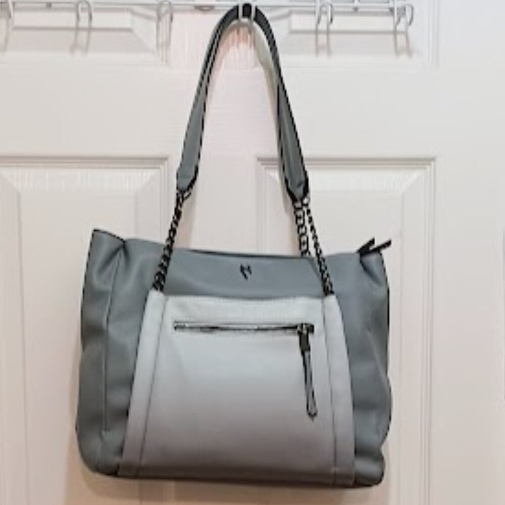 Simply Vera by Vera Wang dark/light gray large shoulder handbag w/9 compartments